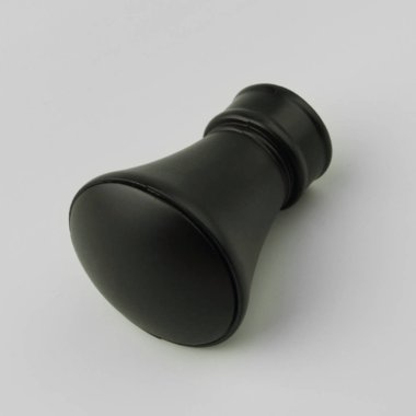 Gri arka planda modern siyah metal perde korniş finial