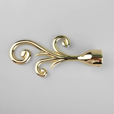 Gri arka plan üzerinde perde direği için dal şeklinde metal son