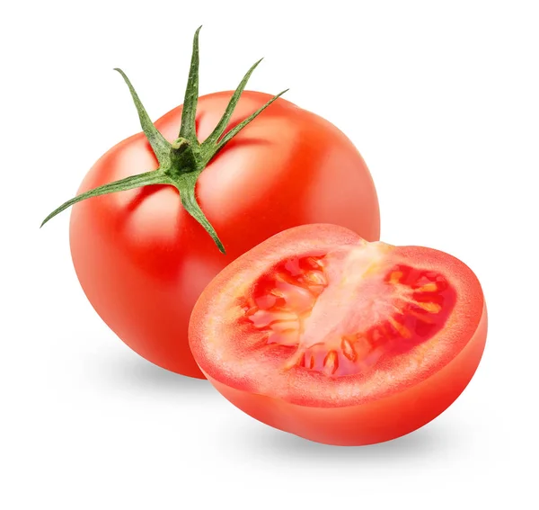 Reife Rote Tomaten Ganz Und Auf Weißem Hintergrund Geschnitten — Stockfoto