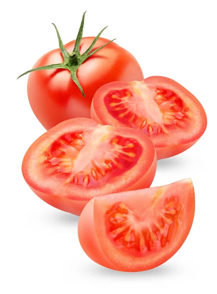 Reife Rote Tomaten Ganz Und Auf Weißem Hintergrund Geschnitten — Stockfoto