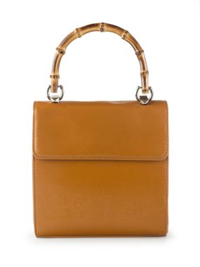 Beyaz arka plan üzerinde izole kahverengi deri çanta