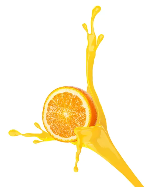 Pomarańczowy Plusk Koncepcja Pomarańczy Sokiem Izolowane Białym Tle Ścieżka Wycinania — Zdjęcie stockowe