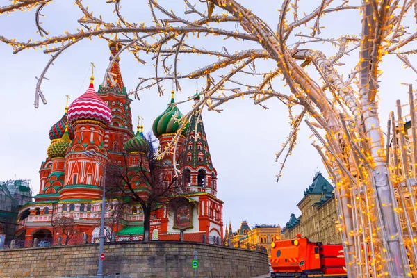 러시아 모스크바 2019 러시아 모스크바 모스크바에서 크리스마스 사각형이요 모스크바 크렘린 — 스톡 사진