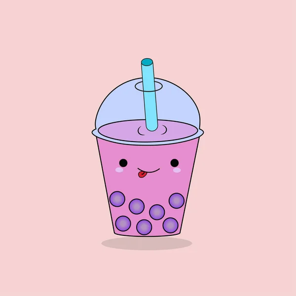 Dessin animé cocktail de bleuets sur fond rose — Image vectorielle