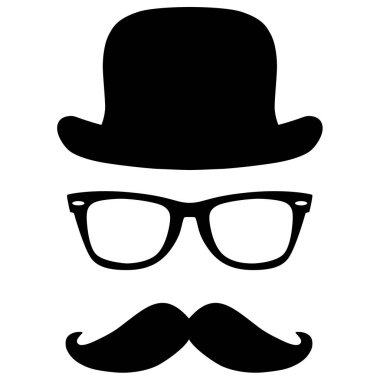 bıyıkları, gözlük ve şapka