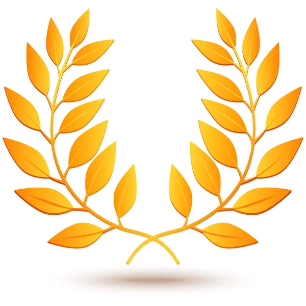 Laurel corona de oro con sombra — Vector de stock