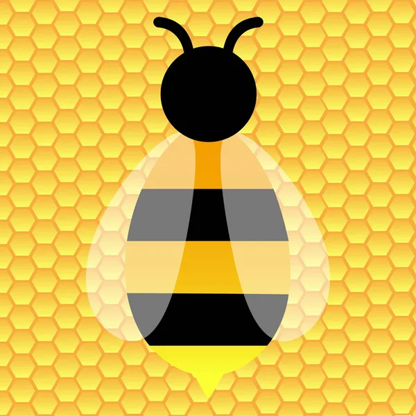 Bee mot bakgrund av en vax Honeycomb — Stock vektor