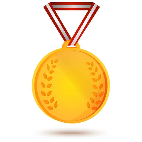 Золотая медаль с красной лентой — стоковый вектор