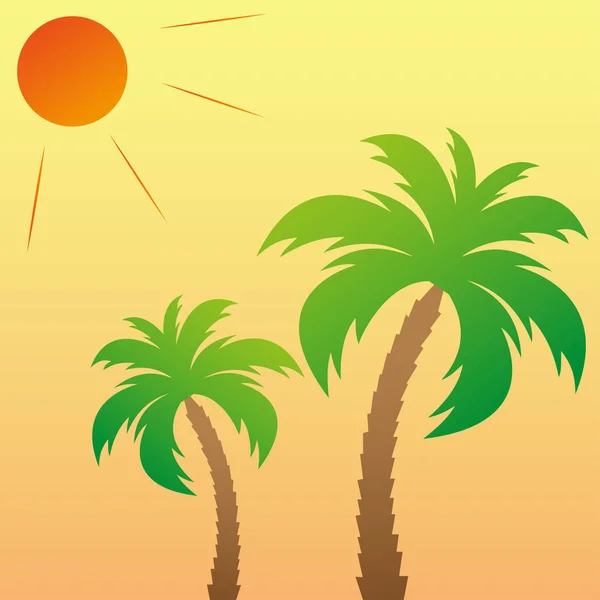 Dos palmeras bajo el sol — Vector de stock