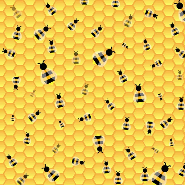 Antecedentes de abejas y células de cera — Vector de stock