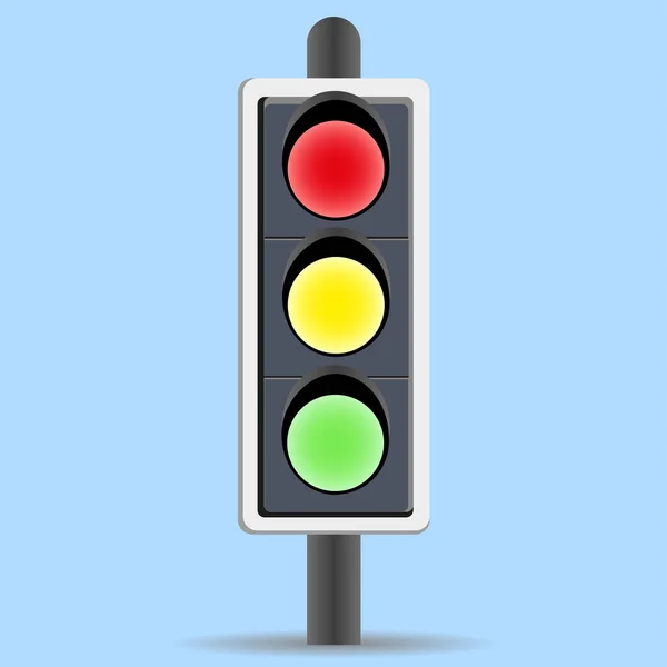 Ampel mit roter, grüner und gelber Brille zur Verkehrskontrolle auf den Straßen, Straßen — Stockvektor
