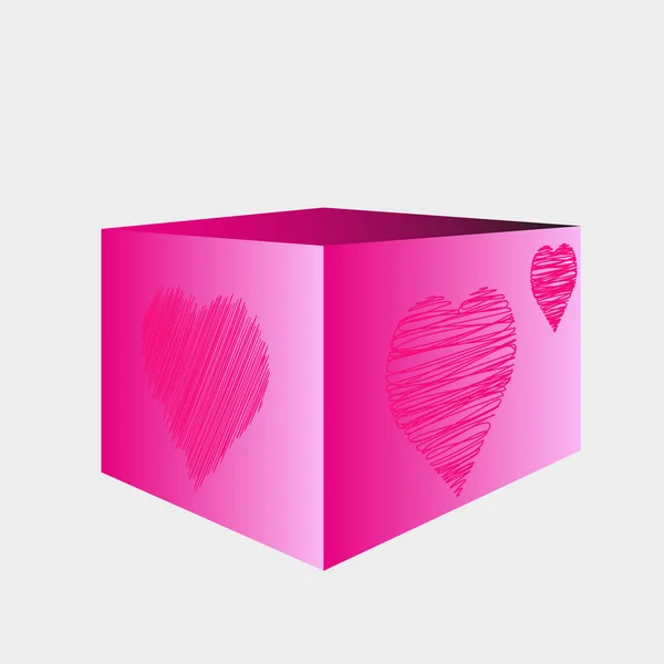 Roze doos met hart — Stockvector