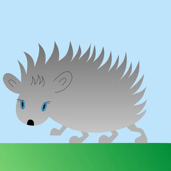 Hedgehog goes on the grass — Stock Vector
