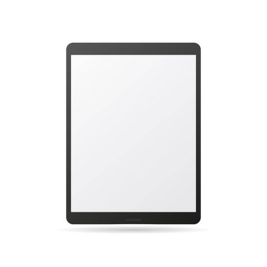 Gölgeli beyaz arka planda gerçekçi tablet.