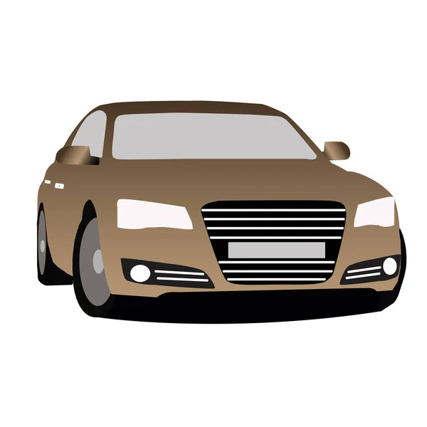 Hermoso coche marrón sobre fondo blanco — Vector de stock