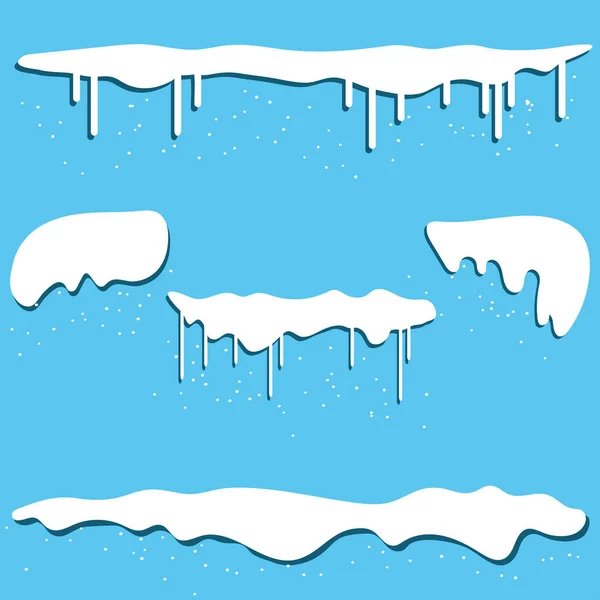 Nieve, nieve deriva, carámbanos. Ilustración vectorial — Vector de stock