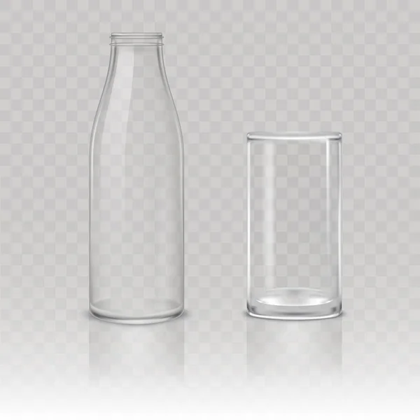 Szklana butelka i szkło — Wektor stockowy