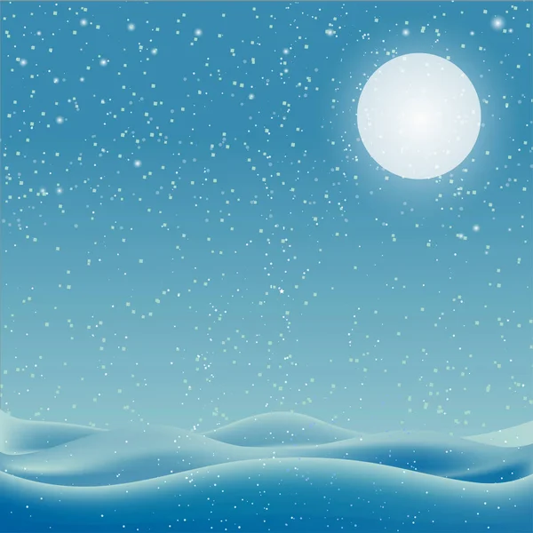 Winter moon night. Snowfall. Nature — 스톡 벡터