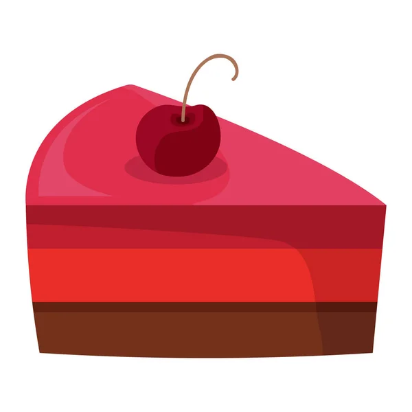Cake with cherry on a white background — Stock Vector