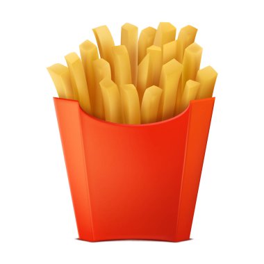 Kutuda gerçekçi çizim patates kızartması