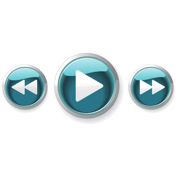 Turquoise forward and rewind buttons with play button — Stock Vector