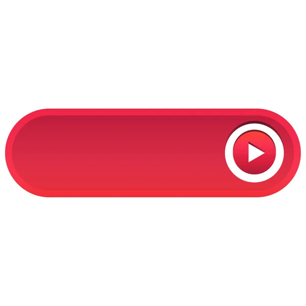 Long red button with playback arrow — Stock Vector