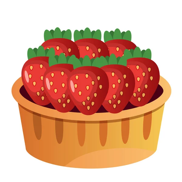 篮子的白色背景上的草莓 — 图库矢量图片