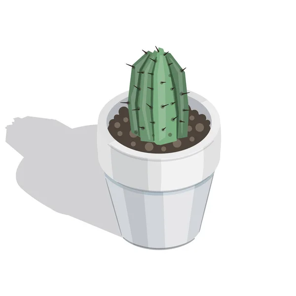 Kaktus i en grå gryde – Stock-vektor