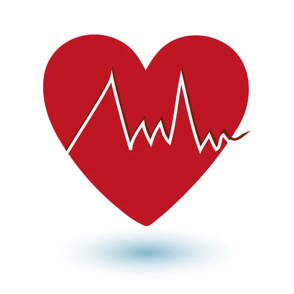 Cardiografía en el corazón — Vector de stock