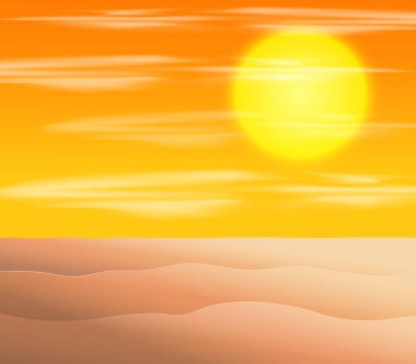 Çöl üzerinde günbatımı veya gündoğumu