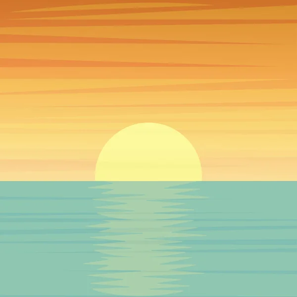 Sonnenuntergang oder Sonnenaufgang über dem Meer oder Ozean — Stockvektor