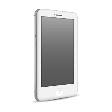 Beyaz arka planda gölgesi olan beyaz telefon