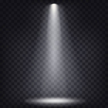 Karanlıkta beyaz ışık. Vektör çizimi