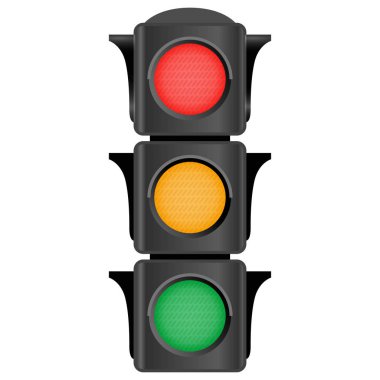 Beyaz arka planda gerçekçi trafik ışığı