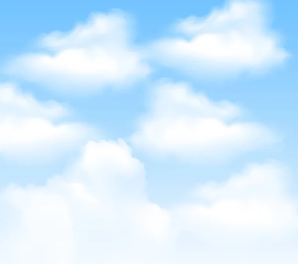 Cielo azul realista con nubes. Ilustración vectorial — Vector de stock