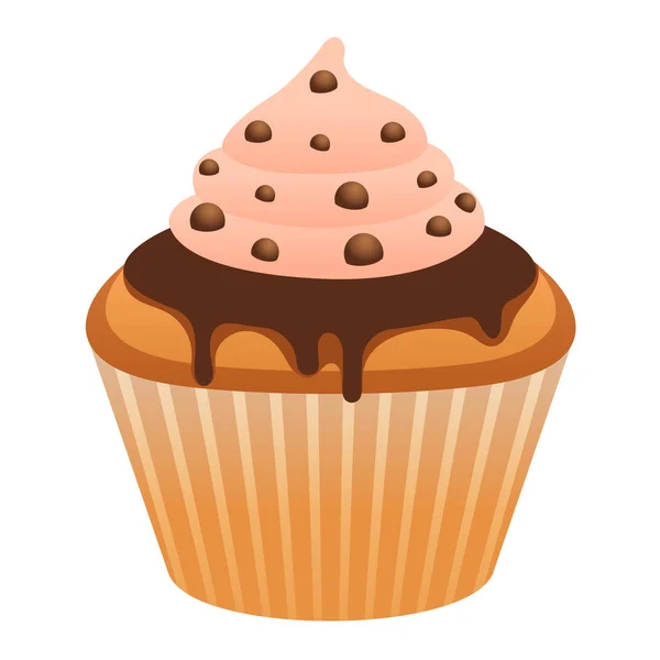 Cupcake met chocolade crème en meringue — Stockvector