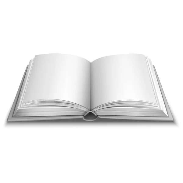 Åpnet grå bok med skygge på hvit bakgrunn – stockvektor