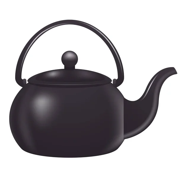 Black teapot or tea pot on a white background — Stock Vector