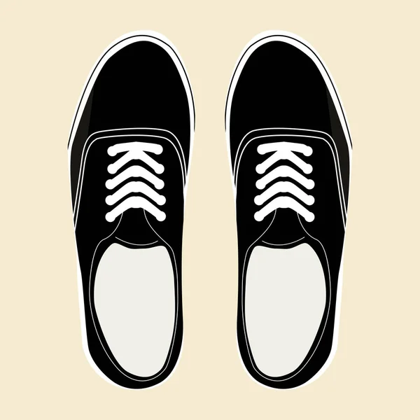 Black and White Sneakers with White Laces — Stock Vector