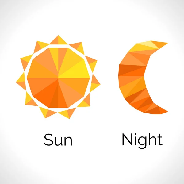 Набор погодных знаков в треугольнике: солнце и луна — стоковый вектор
