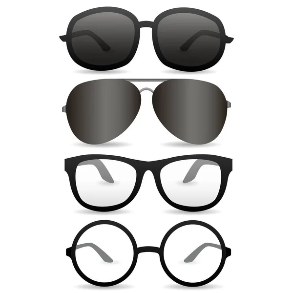 Egy sor reális napszemüveg különböző méretű — Stock Vector