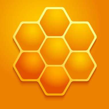 Turuncu arka planda vektör gerçekçi bal tarak.