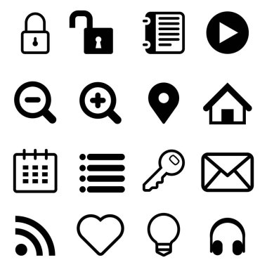 Beyaz arka planda farklı internet işaretleri kümesi