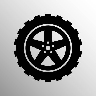 Gri arka planda araç tekerleği vektör çizimi