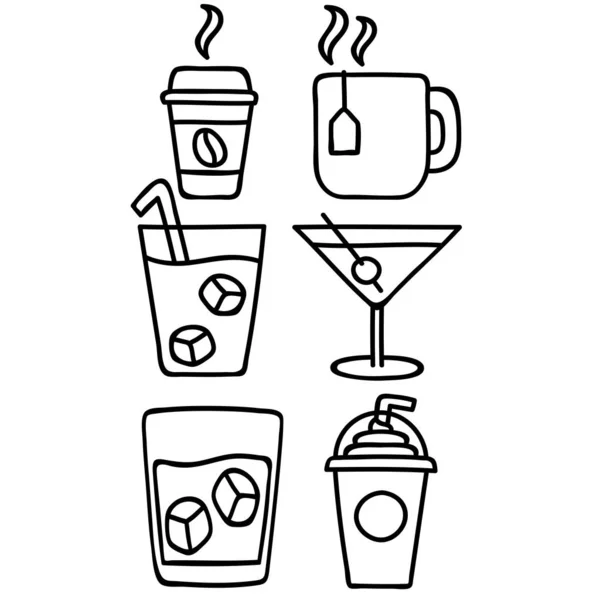 Sady nákresů koktejlů a nápojů — Stockový vektor