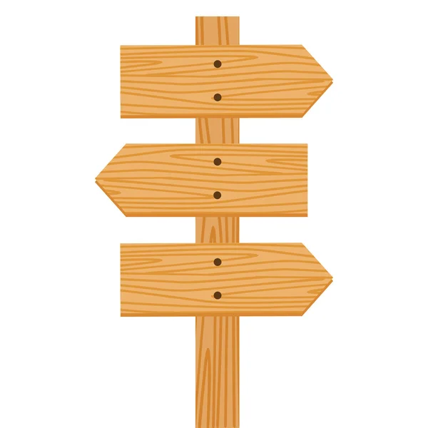 Triple panneau de signalisation en bois sur fond blanc . — Image vectorielle
