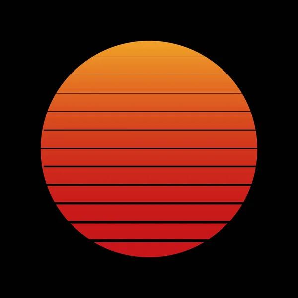 검은 배경에 줄무늬가있는 붉은 태양 / 달 — 스톡 벡터