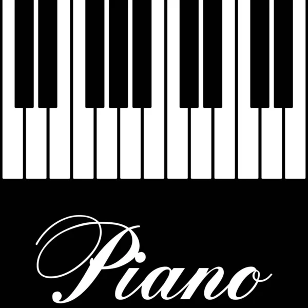 Piano keys with the inscription "Piano" on a black background — Stock Vector