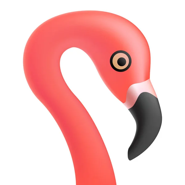 Illustration eines realistischen Flamingokopfes auf weißem Hintergrund — Stockvektor