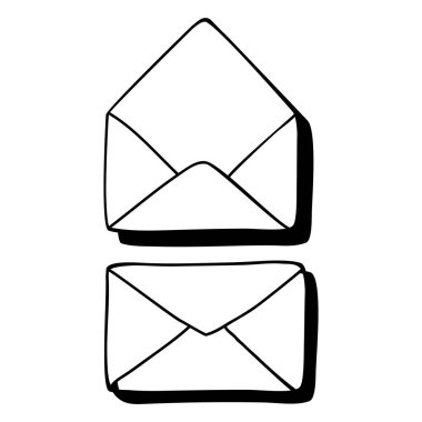 Posta simgesi. Beyaz arka planda açık ve kapalı mektup